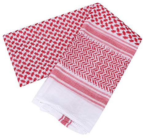 Pañuelo árabe para la Cabeza a Cuadros para Adultos, Turbante Rojo Tradicional para Hombres Musulmanes, Disfraces Masculinos Musulmanes, Pañuelo para la Cabeza a Cuadros de Poliéster para Rezar
