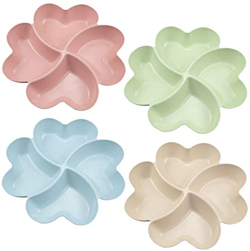 ZoZoMaiy 4 Pezzi Vassoio per Snack con Scomparti Multiuso Piatto da Portata per Antipasti Design Antiscivolo Solido e Durevole per Feste Caramelle, Antipasti, Frutta secca, Contenitore per Snack