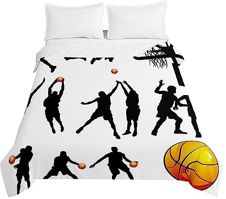 Odot Colcha Bouti de Verano, 3D Deportes Estampado Suave Microfibra Multiusos Cubrecama Lavable Acolchada Edredón Manta para Cama de Infantil Individual Matrimonio (220x240cm,Baloncesto 9)