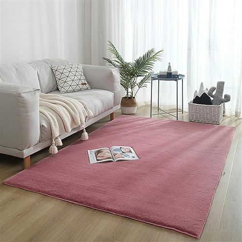 ZWPILY Hochflor Teppich, Einfarbig, Flauschiger Langflor Teppich, Shaggy Flokati, Rechteckig, Pflegeleicht, Wohnzimmerteppich - Fellteppich - Modern Kunstfell Carpet für Schlafzimmer,Rosa,200x300 cm