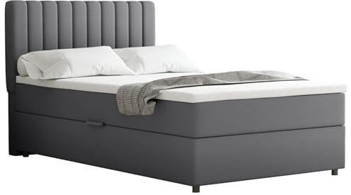 PANDA MÖBEL Homesy Everest Boxspringbett 120x200 cm, Doppelbett inklusive Matratze und Topper, Polsterbett mit Bettkasten, Komfortables Boxspringbett für das Schlafzimmer, modern und stilvoll