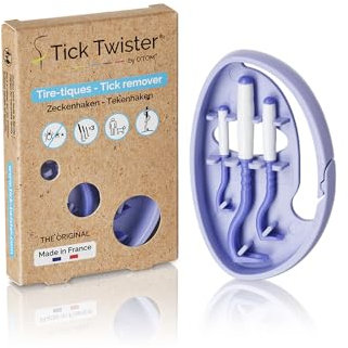 Tick Twister Tire Tique pour Chien, Chat et Humain (Set de 3) - Retrait Facile, Rapide et sans Douleur – Pince à Tique avec Boîte de Rangement, Idéal en Voyage et à la Maison (Violet, 1 Set)