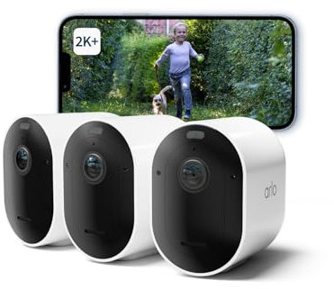 Arlo Pro 5 Security Camera Outdoor Wireless, 2K Video Battery Operated Home Outdoor Camera With Advanced Colour Night Vision, Siren & Dual-Band WiFi, Arlo Secure Trial Included, 3 Cameras, White