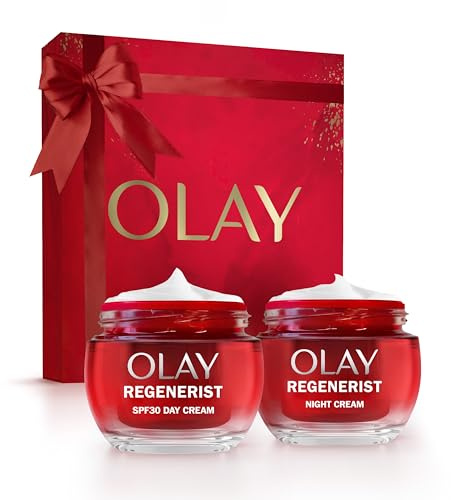 Olay Regenerist Giftset, SPF30 Day Face & Night Cream 50ml, Anti-Wrinkle & Active Firming Skincare Moisturiser for Women, Anti-Ageing Niacinamide and Peptides, Firms, Restores and Hydrates