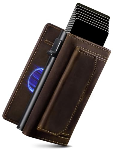 DODENSHA MagSnap Geldbörse Herren I Slim Wallet mit XL-Münzfach für 10+ Münzen I Kreditkartenetui Geldbeutel Herren für 10+ Karten I Magnetischer Verschluss Geldbörse I RFID Schutz I Dunkel Braun