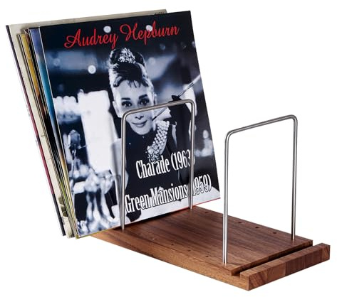 LiTY Vinyl Record Storage Holder, Solid Wood Record Stand for albums, 50-75 LP Vinyl Rack, Built-in Now Playing, for Albums Rack Organizer Record Display