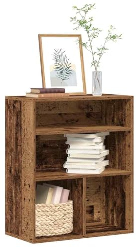ULUYYUC Schmales Bücherregal Altholz-Optik 60x30x71,5 cm Holzwerkstoff Regalschrank mit Wandhalterung für Wohnzimmer Deko und Aufbewahrung