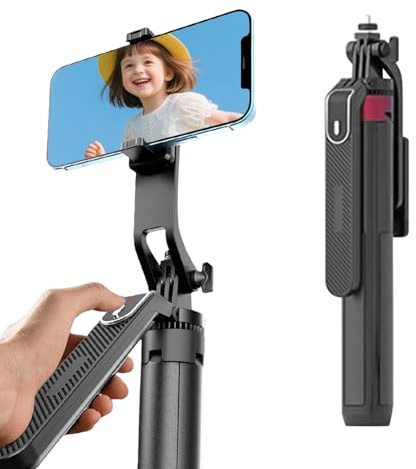 Perche à selfie pour téléphone portable - Perche à selfie invisible - Support vidéo anti-vibrations - Montage de caméra rotatif pour enregistrements en direct, photographie, randonnée, blogging en