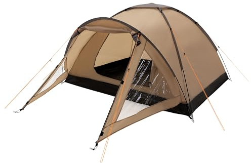 ECD Germany Tenda da Campeggio per 3 Persone 210x180x120 cm Cachi/Beige-Grigio Tenda per Famiglie Leggera Impermeabile e Antivento Vestibolo Chiudibile a Chiave Igloo con Cappucci di Ventilazione