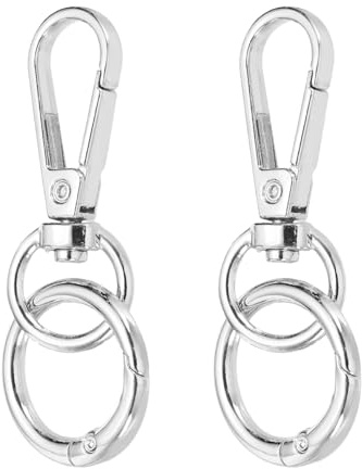 sourcing map 2 clips de cierre giratorios, gancho a presión de 2.4 pulgadas con anillo de resorte en O de metal de doble apertura, clip de mosquetón para manualidades, bolsas, joyas, cordones, color
