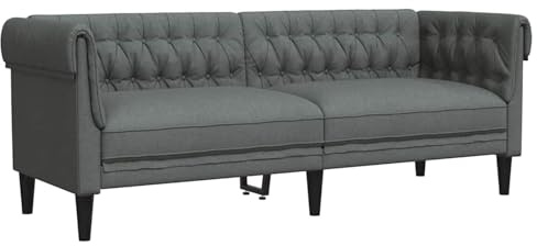 Gecheer Divano Chesterfield Grigio Scuro, Motivo Argyle Design Adattabile Tessuto 201.5x74.5x74.5 cm per Soggiorno, Camera da Letto, Ambiente Moderno