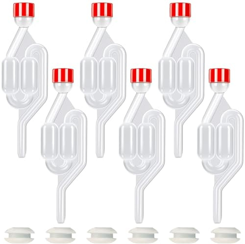TenaLucy 6 Pezzi Gorgogliatore Fermentazione, Gorgogliatore Vino, Gorgogliatores Fermentazione Airlocks Silicone Gommino per Produrre Birra Vino Sottaceti Kimchi Conservare Fermentare Crauti