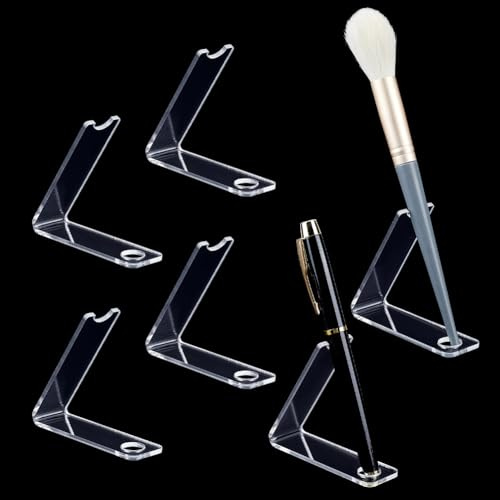 MAYJOYDIY 6 Stück Klare Acryl Stifte Anzeigeständer L Transparent Makeup Pinsel Ständer Pinsel Trockenständer Schreibtisch Organizer Ständer für Büro Schreibtisch Zuhause Schule und Bastelmessen