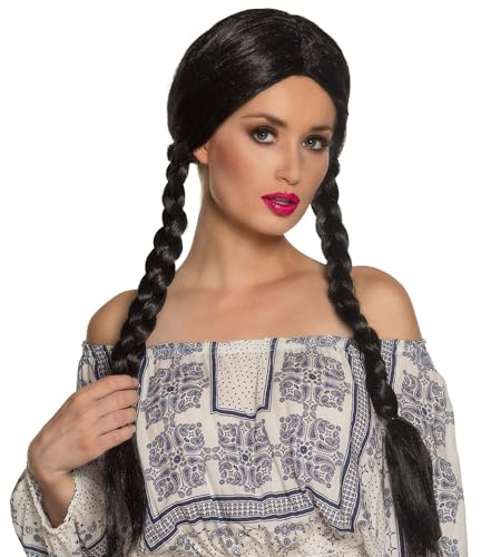 Boland Perruque avec tresses tressées, cheveux synthétiques pour costume de carnaval, coiffure de cheveux synthétiques pour carnaval, fête à thème ou JGA
