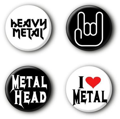 4 Heavy Metal Buttons Festival RocknRoll Metalhorns Ansteckbuttons Buttonset #1 (2,5cm)