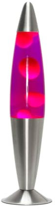 Licht-Erlebnisse Lavalampe Rot Lila, Silber, Lava Lampe, 42 cm hoch, G9, Leuchtmittel inklusive, beruhigend, entspannend, stimmungsvoll, Geschenk, Retro Tischleuchte, JENNY