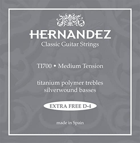 Hernandez »TITANIUM CLASSIC SET TI-700 - GRAU - MT« Saiten für Konzert-Gitarre - Medium Tension - Plus zusätzlicher D4-Saite