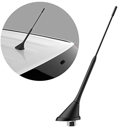 Navitec24 PKW DACHANTENNE 23cm Antennenstab mit ROKA SNAP Stecker ROKA RAST mit Verstärker inklusive Gummidichtung Kontermutter