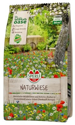 SPERLI's Naturwiese heimische Wildblumen - Artenreiche Blumensamen Mischung, Wildblumensamen mehrjährig winterhart, Ideal für bunte Blumenwiese - 0,25 kg für 30 m²