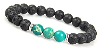 Chakra Bead Bracelet Lava Stone för män - Naturstensarmband med svarta lavapärlor I Unisiz Energy Bracelet Män