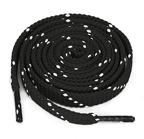 sourcing map 3 Pairs Double Color Twill Athletic Flat Shoelaces for Unisex All Types of Casual Sneakers Black White 120 cm/47.2