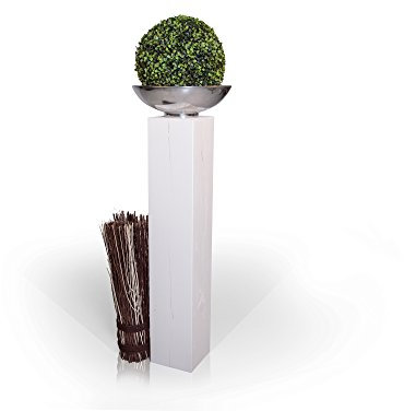 moebel-eins Blumensäule Fichte massiv Dekosäule Holzsäule Säule Landhaus Design, Weiss, 17x17 cm, 100 cm