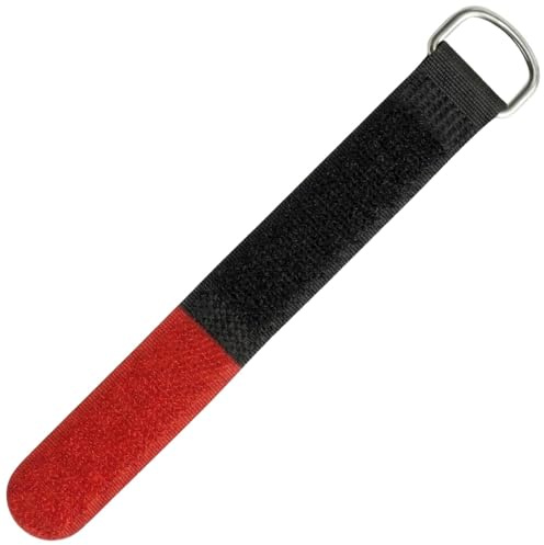 Lumonic 10 Stück Klettkabelbinder schwarz/rot | 400x30mm | normal | robuste Metallöse, Kabelklett mehrfach wiederverwendbar | einfaches Kabelmanagement und Ordnung