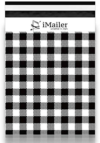 100 Count - 14.5 x 19 inch,Poly Mailer Black Gingham Plaid Package Envelope, Mailing Shipping Bags with Self Seal Strip