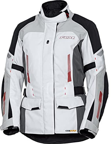 FLM Damen Touren Textiljacke 3.0 - Wasserdicht & Atmungsaktiv - Cordura - Schwarz - Protektoren EN 162 weiß XXL