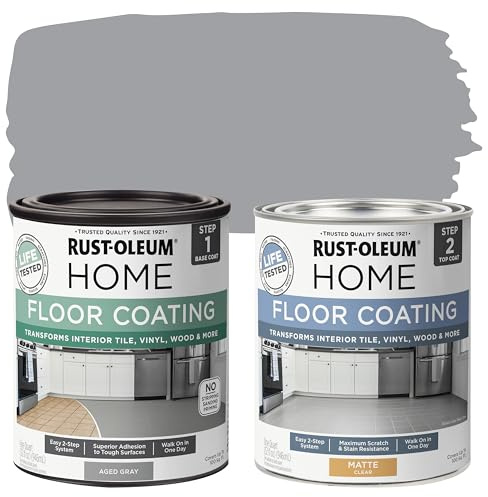 Rust-Oleum 367592 Home - Kit de revestimiento de suelo para interiores, color gris envejecido mate
