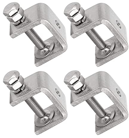 luluxing 4Pcs 304 Stainless Steel C Clamp 1 Inch Tiger Clamp Woodworking Clamp Heavy Duty C-clamp With Wide Jaw Openings
