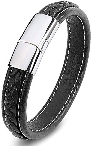 Beydodo Leder Armbänder Geflochten Herren, Armband Partner Magnet Freundschaftsarmband Armband Leder 200MM