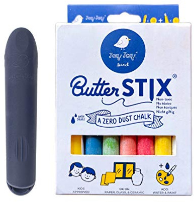 Jaq Jaq Bird Set di 12 gessetti con pratico supporto, Butterstix, colorati