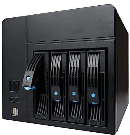 Boîtier NAS K3 4 baies AUDHEID, serveur de stockage réseau compatible Flex PSU Mini-ITX, 4 plateaux 2,5/3,5