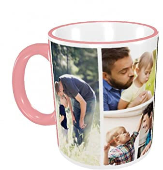 Naispanda Personalisierte Tasse Mug - Individuelle Kaffeetasse mit Foto Collage Text Personalisieren Sie Geschenke für Papa - The Best Daddy in The World - Geburtstag Geschenke - Pink