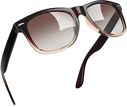 Joopin Occhiali da Sole Uomo Donna Polarizzati Classici Quadrati UV400 Protezione per Guida Pesca Guidare Golf Retrò Anni 80 Design (Marroni Sfumati)