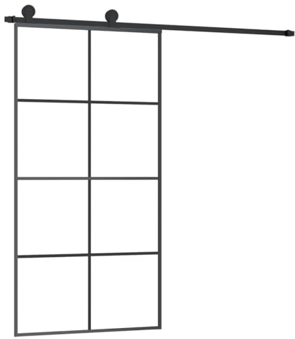 vidaXL Schiebetür mit Beschlag 102,5x205 cm ESG-Glas & Aluminium