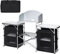 TANGZON Folding Camping Kitchen Table, Outdoor Portable Kitchen Storage Table with Windshield & Carry Bag, Mesh-Door Storage Cupboard for Picnic BBQ Party, 172 x 48 x 110cm (Black + Silver)
