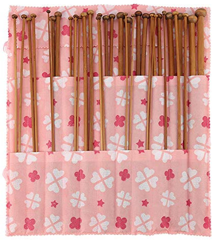 Ferri da Maglia 36 Pezzi, Set di Ferri da Maglia in Legno da 2 Mm a 10 Mm Ferri da Maglia Dritti a Punta Singola Lunghezza 13,6 Pollici con Custodia Arrotolabile