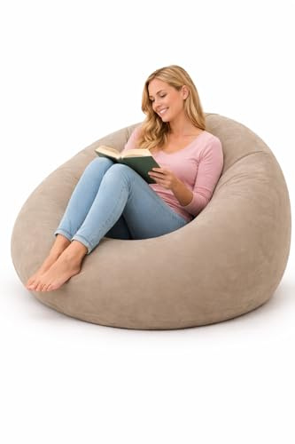 eBoutik - Poltrona gonfiabile deluxe per interni ed esterni, per l'estate, in morbido tessuto felpato, ideale per campeggio, giardino, giochi, picnic, spiaggia, festival (marrone chiaro)