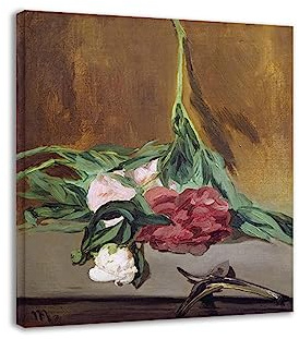Flowers Canvas Prints. (Stem of Peonies and Secateurs) Flower Wall Art Posters. Art Reproductions. Flowers Pictures for Bedroom Home Decor 80x96cm-31.5x37.8in Internal Frame