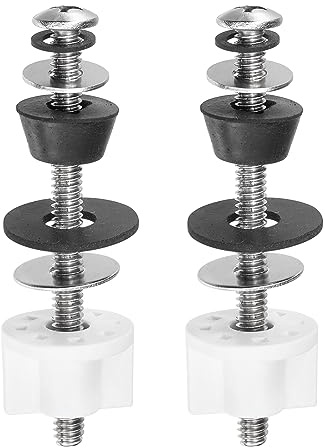 QUARKZMAN 2 Set Toilettensitz Scharnier Bolzen Kit Toilettensitz Schrauben Bolzen Ersatz mit Plastikmuttern und Gummi Unterlegscheiben und Edelstahl Scheiben