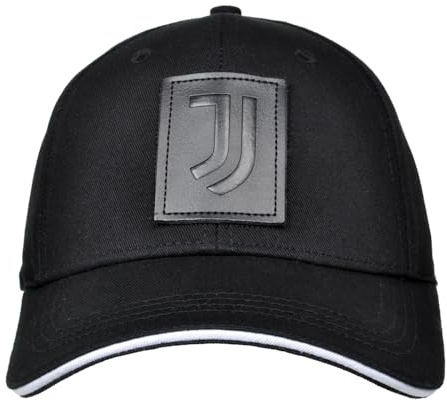 Cappello Baseball Junior Nero con Logo in Pelle e Ricamo, Prodotto Ufficiale Juventus, 133191 Junior