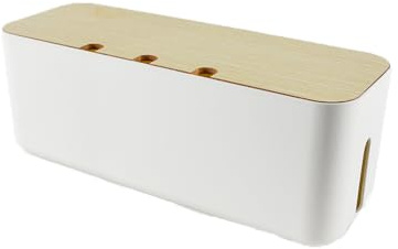 Zalati Cable Tidy Box with Wood Lid, Cable Management for Desk Table Office Home, Hides Messy Cords, Protects Kids & Pets, 36 * 13 * 13.5 cm
