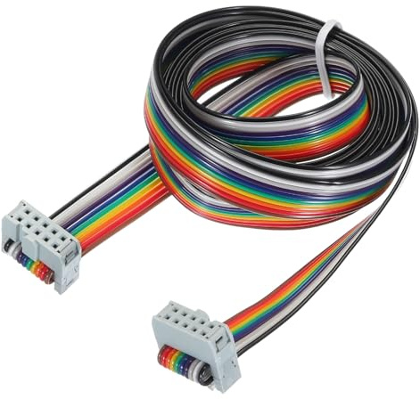 sourcing map 1 Pcs 10 Pin Flat Rainbow Ribbon Cable FC/FC Female Connector 4.9FT 2.54mm Pitch Breadboard Jumper Wires for Electronic Projects