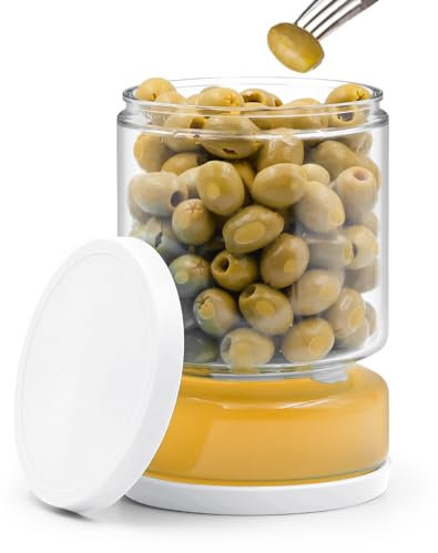 Glas Einmachglas mit Sieb für Gurkenliebhaber, 1.5L Gurkenglas zum Umdrehen, Auslaufsicheres Behälter für Saure Gurken, Oliven, Kimchi, Jalapenos, Bpa-Frei (Weiß, 1.5L-1PC)