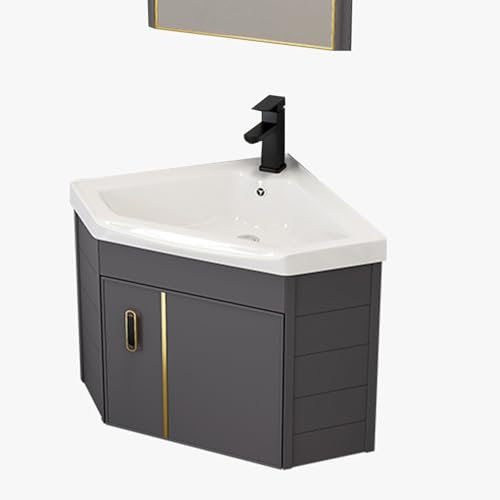 Waschbecken Mit Unterschrank Hängend Gäste Wc Waschbecken Mit Unterschrank Eckschrank-Badezimmerschrank Mit Waschbecken, Wandmontage-Waschbecken Für Kleinen Raum(Color:White gold,Size:42cm/16.53in)