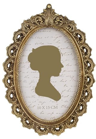 Sunlit Vintage Picture Frame 4x6 Inch, Oval Antique Photo Frames with Glass Front, Luxury Photo Display, Tabletop Wall Hanging, Gift Ideas, Bronze