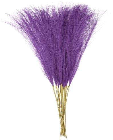 QUARKZMAN 25 Piezas Hierba de Pampas Falsa de 21 Hierba de Pampas Seca Artificial Falsa Decoración para Jarrón de Suelo, Decoración del Hogar, Morado Oscuro