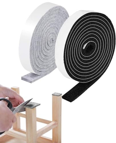 OQKAHIV Feltro Adesivo per Mobili 2 Rotoli, 100x2cm, Taglio Libero Feltrini Antiscivolo e Protettivi per Sedie e Mobili, per una protezione facile, spessore superiore per la massima durata